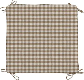Ballard Designs Replacement Ottoman Cushion with Zipper - 24x23 - Box Edge, Gale Gingham Fawn - Ballard Designs