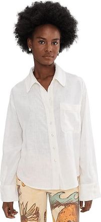 Free People Linen Laurel Top Womens Clothing Clean Ivory : LG (Womens 12-14), Cotton/Spandex