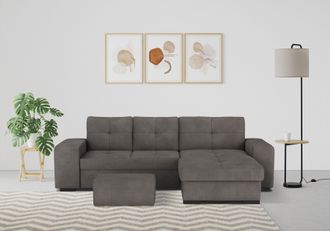 Cotta Ecksofa »Mattina L-Form« mit Hocker, wahlweise mit Bettfunktion & Bettkasten