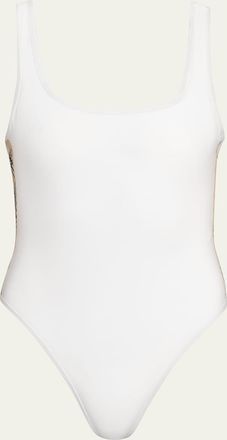 Burberry Sorcha Check Trim One-Piece Swimsuit