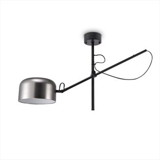 Paco Home Paco Home - Luminarias Led Suspensi&oacute;n Pie Techo Decoraci&oacute;n Sal&oacute;n Lectura Despacho E27 Negro, Plaf&oacute;n N&iacute;quel Mate