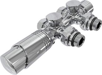 OEM Kit De Uni&oacute;n De Radiador - Thermostaat Gestuurd Voor Temperatuurcontrole In Badkamers - Antraciet G1/2 - Kantoor Verwarmingsoplossing (zilver, Chroom)