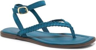 Free People Waverly Whipstitch Ankle Strap Sandal in Emerald Tide Suede at Nordstrom, Size 6.5