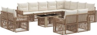 vidaXL Conjunto De Sof&aacute;s De Jard&iacute;n 13 Uds. Beige Y Blanco Crema Vidaxl