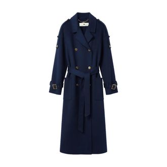 Elisabetta Franchi Dames, Mantels, Blauw, Maat: XS Wol