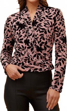 Papillon Velvet Flocked Stretch Wrap Top In Blush