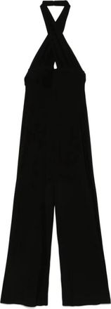 Norma Kamali Kruis Halter Jumpsuit - Dames - Jumpsuits - Zwart - S - Polyester - Jumpsuits & Playsuits