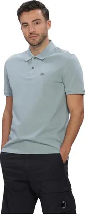 C.P. Company C.p. Company, Tops, Heren, Blauw, S, Katoen, Stretch Piquet Polo met Korte Mouwen