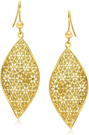 Ross-Simons Italian 18kt Gold Over Sterling Twisted Floral Drop Earrings