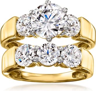 Ross-Simons CZ Jewelry Set: 2 Rings in 18kt Gold Over Sterling