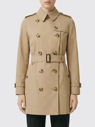 Burberry Cropped Double-Breasted Cotton Trench Coat with Check Undercollar