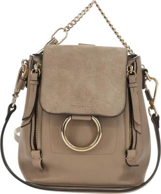 Chlo&eacute; Faye Backpack Leather And Suede Gray Leather Backpack Bag (Pre-Owned)