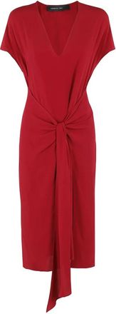 Federica Tosi Kleedjes, Dames, Rood, M, Stijlvolle Crepe de Chine Strandjurk