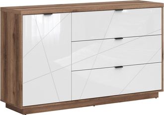 Petits Meubles Aparador 3 cajones 1 puerta estratificado Blanco marrón