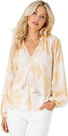 Calypso St. Barth Helene Top in White Neutral Large Batik Palm at Nordstrom, Size X-Small