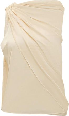 Rotate Mouwloze Top met Gedrapeerde Zijkant - Dames - Blouses - Beige - S - Overhemden