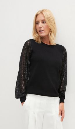 Bonprix Strickpullover BONPRIX, Damen, Gr. 56/58 (XXXL), schwarz, Obermaterial: 70% Viskose, 30% Polyamid. Obermaterial 2: 100% Polyester, figurbetont, Pullov