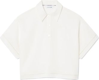 Lacoste White Cropped Short-Sleeved Polo Shirt