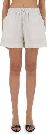 Moschino Korte Broeken, Dames, Wit, S, Katoen, Rubberised-Logo Shorts