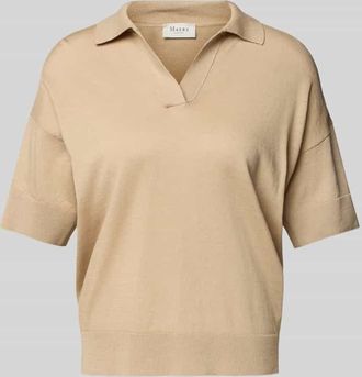 Maerz MAERZ Muenchen Regular Fit Poloshirt aus Baumwoll-Leinen-Mix in Hellbraun, Gr&ouml;&szlig;e 36