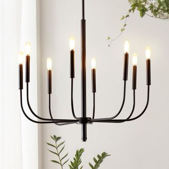 Jonathan Y Designs Amoros 27.25 8-Light Modern Mid-Century Iron LED Chandelier