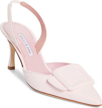 Manolo Blahnik Maysli Buckle Slingback Pump in Light Pink at Nordstrom, Size 7.5Us