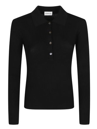 P.A.R.O.S.H. Long Polo Neck Ribbed Wool Polo Shirt