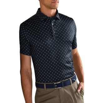 Rhone Drive Time Performance Polo in True Navy/White Club Print at Nordstrom, Size Xx-Large