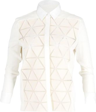 Victoria Beckham Geometric Button-Up Shirt in Cream Cotton
