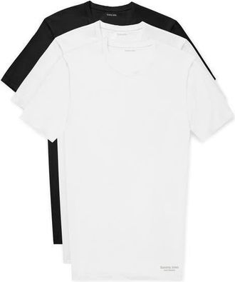 Tommy John 3-Pack Second Skin Stay Tucked Crewneck Undershirts in White/white/black at Nordstrom, Size Xx-Large