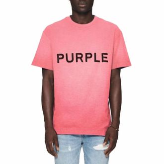 Purple Wordmark Textured Short Sleeve Tee In Desert Rose