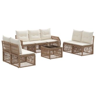 vidaXL Conjunto De Sof&aacute;s De Jard&iacute;n 8 Pcs Beige Y Blanco Crema Vidaxl