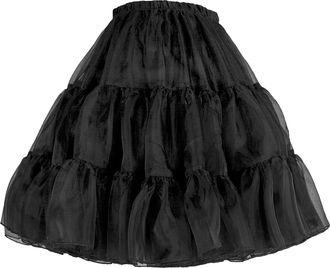Flora 50s Rockabily Short Skirt/Fancy Tutu Petticoat,18 Length (L-XL, BLACK)