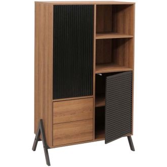 Hhg [NON UTILIZZATO] Armadio alto HHG-390, armadio highboard con ante, ripiani e cassetti, MDF, metallo, melamina, 138x79x40 cm, naturale