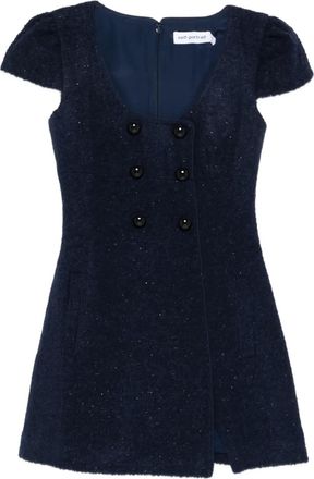 Self Portrait Mini-jurk met knopen - Blauw