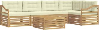 vidaXL Conjunto De Sof&aacute;s De Exterior 6 Uds. Blanco Y Crema Poli&eacute;ster Vidaxl