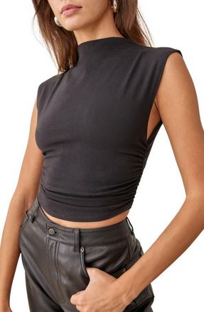 Reformation Lindy Ruched Crop Top in Black at Nordstrom, Size X-Large