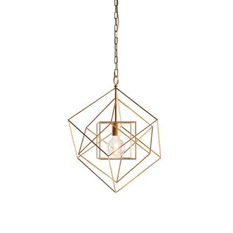 Loops Medium Angular Ceiling Pendant Light - Antique Gold Leaf Finish Frame - Dimmable