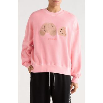 Palm Angels Bear Cotton Blend Sweatshirt in Fuchsia Brown at Nordstrom Rack, Size Xx-Small