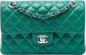 Chanel Pre-owned Flap Bag - Dames - Vintage Schoudertas - Groen - ONE Size - Leer - Vintage