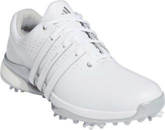 adidas Tour360 24 Jet Boost Waterproof Golf Shoe in White/White/Silver Metallic at Nordstrom, Size 5.5