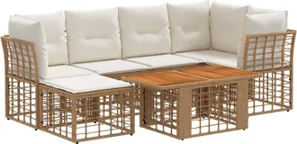vidaXL Conjunto De Sof&aacute;s De Jard&iacute;n 7 Uds. Natural Y Crema Vidaxl