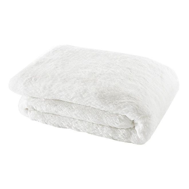 Lapin Fine Faux Fur Throw - White - Ballard Designs