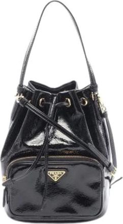 Prada Pre-owned Bucket Bags, female, Black, Size: ONE SIZE Pre-owned Leather Bucket Bag