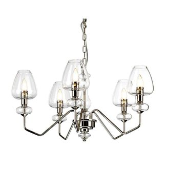 Loops 5 Bulb Chandelier Highly Polished Nickel Finish Clear Glass Shades LED E14 40W in Metallics