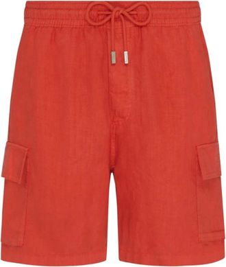 Vilebrequin Baie Linnen Bermuda Shorts - Heren - Korte Broeken - Rood - 2XL - Linnen - Korte Broeken