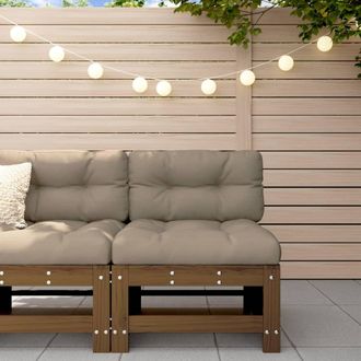 vidaXL Sof&aacute; Central Con Cojines Madera Maciza De Pino Marr&oacute;n Miel Vidaxl