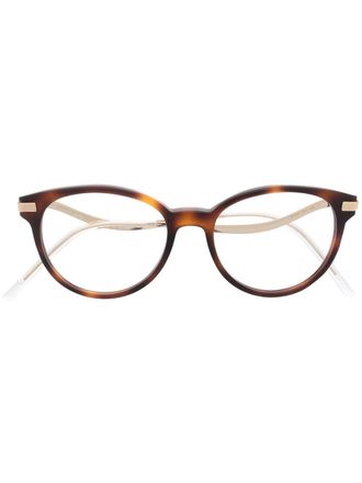 Jimmy Choo Eyewear tortoiseshell round-frame glasses - women - Acetate - 49 - Brown