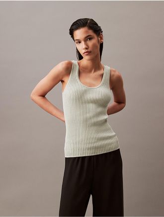 Calvin Klein Jeans Calvin Klein Womens Smooth Cotton Rib Sweater Tank Top - Neutral - XS