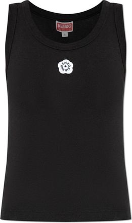 Kenzo Top met Logo Patch - Dames - Tops zonder mouwen - Zwart - XS - Katoen - Tops